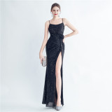 Sexy Straps Sequin Long Dress Plus Size Beauty Formal Party Evening Gown