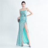 Sexy Straps Sequin Long Dress Plus Size Beauty Formal Party Evening Gown