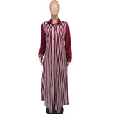 Women's Casual Shirt Outerwear Women's Striped Long Sleeve Shirt Dress