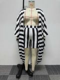 Plus Size Loose Two Piece Striped Printed Shorts Set