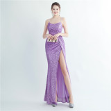 Sexy Straps Sequin Long Dress Plus Size Beauty Formal Party Evening Gown