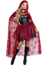 Halloween Classic Hood Costume Mesh Cloak Witch Dress Costume Halloween Classic Hood Costume Mesh Cloak Witch Dress Costume