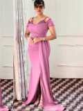 Sexy Evening Dress African Bridesmaid Wedding Strap Party Gown