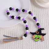 Halloween Wooden Bead Pendant Creative Witch Castle Pendant Halloween Party Decorations