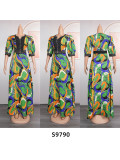 African Plus Size Women's Beaded Print Swing Dress