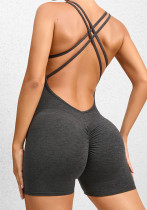 Women Yoga Pants Pleated Backless Sports Jumpsuit