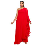 Women Sexy One Shoulder Sleeveless Stretch Jumpsuit