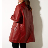 Women Fall/Winter Casual PU-Leather Blazer Coat