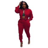 Women sports zipper jacket and Pant two-piece set