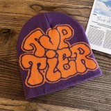 Autumn and Winter Heart Print Letter Kintting Hat