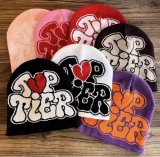 Autumn and Winter Heart Print Letter Kintting Hat