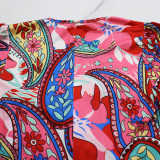 Women printed long sleeve irregular dress