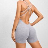 Women Yoga Pants Pleated Backless Sports Jumpsuit