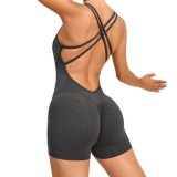 Women Yoga Pants Pleated Backless Sports Jumpsuit