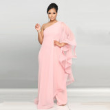 Women Sexy One Shoulder Sleeveless Stretch Jumpsuit