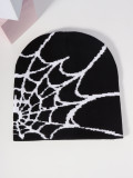 Autumn and winter spider web jacquard knitting warm hat and cold hat