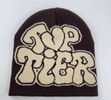 Autumn and Winter Heart Print Letter Kintting Hat