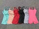 Women Yoga Pants Pleated Backless Sports Jumpsuit