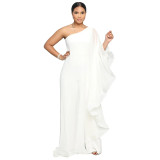 Women Sexy One Shoulder Sleeveless Stretch Jumpsuit