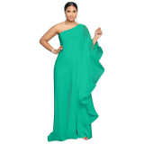 Women Sexy One Shoulder Sleeveless Stretch Jumpsuit