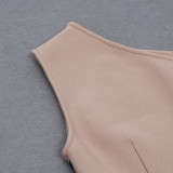Women Sexy Slit Slash Shoulder Striped One Shoulder Sleeveless Bandage Dress