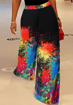 Plus Size Women Printed Casual Wide Leg Pants Plus Size Women Printed Casual Wide Leg Pants