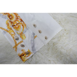 Fashionable Women's Turndown Collar Long Sleeve Printed Suit Two Piece Set