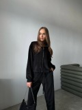 Autumn Velvet Zipper Long Sleeves Top Elastic Waist Pockets Trousers Casual Two-Piece Suit For Women