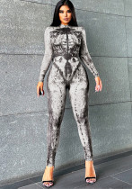 Autumn Women's Long Sleeve Digital Print Slim High Waist Sports Jumpsuit Autumn Women's Long Sleeve Digital Print Slim High Waist Sports Jumpsuit