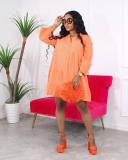Casual Solid Long Sleeve Loose Shirt Dress