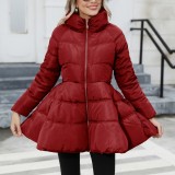 Winter Padded Coat Slim Stand Collar Women's Maxi Slim Waist Down Jacket