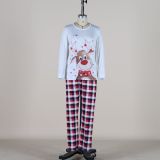 Christmas deer print Round Neck plaid home wear family wear