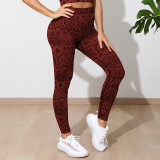 Women Snake Print Sports Yoga Two Piece Set