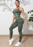 Women Snake Print Sports Yoga Two Piece Set