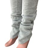 Women Fleece Sports Casual Drawstring Pockets Stacked Pant