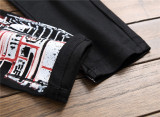 Men's Stretch Casual Printed Straight Denim Pants