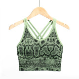 Women Snake Print Sports Yoga Two Piece Set
