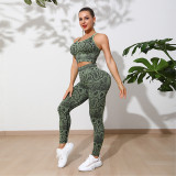 Women Snake Print Sports Yoga Two Piece Set