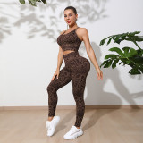 Women Snake Print Sports Yoga Two Piece Set