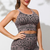 Women Snake Print Sports Yoga Two Piece Set