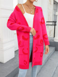 Plus Size Women Fall and Winter Leopard Knitting Cardigan Sweater