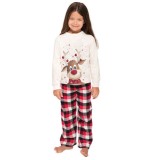 Christmas deer print Round Neck plaid home wear family wear