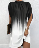 Women Round Neck Loose Bat Sleeves Round Neck Dress