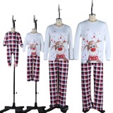 Christmas deer print Round Neck plaid home wear family wear