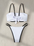 Color Block Strappy Sexy Low Waist Two Pieces Bikini Swimsuit