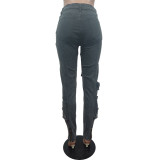 Autumn And Winter Jeans Multi-Pocket Casual Cargo Denim Pants