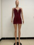 Women's Deep V Sleeveless Sequined Bodycon Dress
