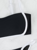 Color Block Strappy Sexy Low Waist Two Pieces Bikini Swimsuit