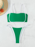 Color Block Strappy Sexy Low Waist Two Pieces Bikini Swimsuit