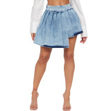 Sexy Slim Denim Pleated Club Skirt